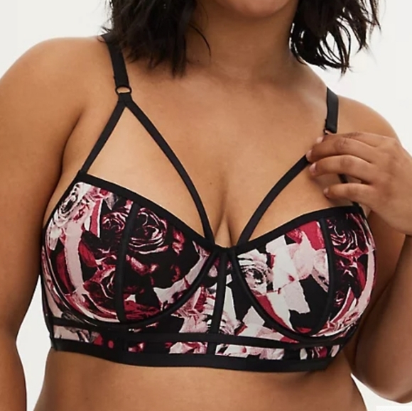 torrid Other - BLACK & PINK POWER MESH STRAPPY UNLINED bralette